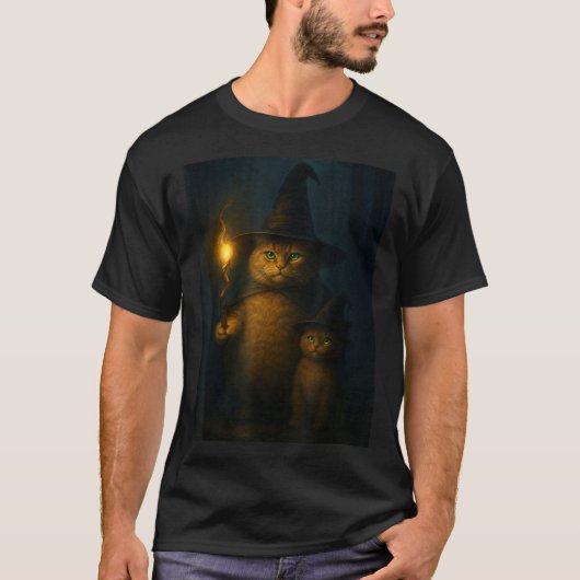 Wizard Cat Weird Funny Halloween Cat Meme  T-Shirt (Vorderseite)
