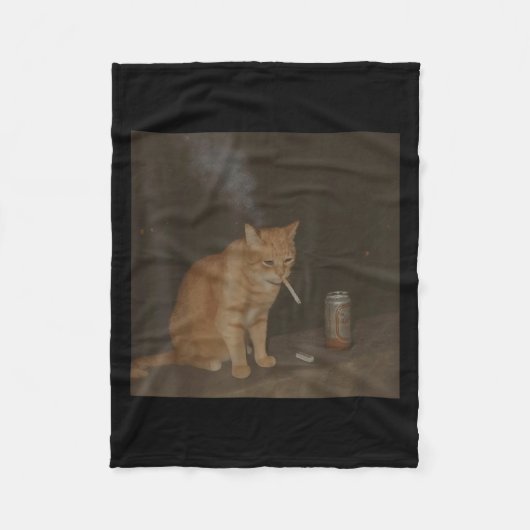 Wizard Cigarette Kitten Funny Smoking Cat Meme Bra Fleecedecke (Vorderseite)