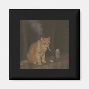 Wizard Cigarette Kitten Funny Smoking Cat Meme Bra Magnet