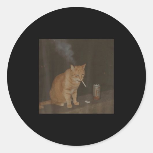 Wizard Cigarette Kitten Funny Smoking Cat Meme Bra Runder Aufkleber (Vorderseite)