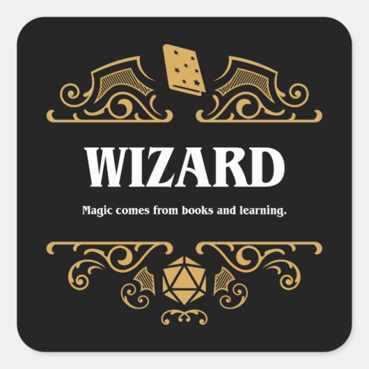 Wizard Class Tabletop RPG Gaming Quadratischer Aufkleber (Vorderseite)