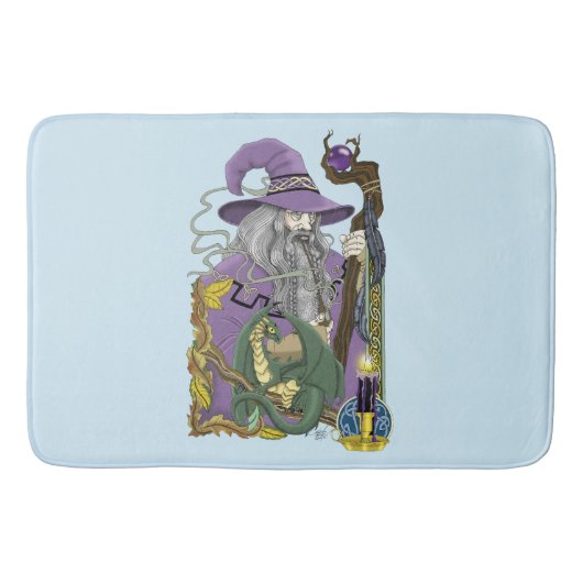 Wizard Dragon Fantasy Lila Badematte (Vorderseite)