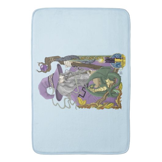 Wizard Dragon Fantasy Lila Badematte (Vorderseite Vertikal)