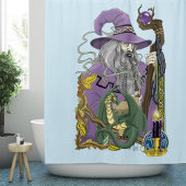 Wizard Dragon Fantasy Lila Duschvorhang