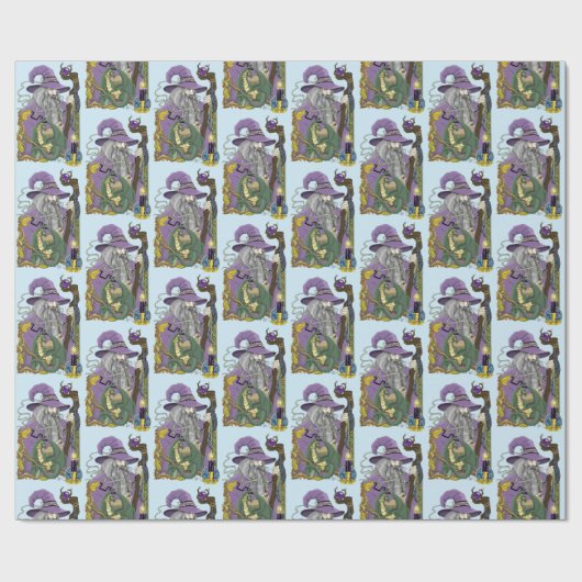 Wizard Dragon Fantasy Lila Geschenkpapier (Flach)