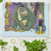 Wizard Dragon Fantasy Lila Geschirrtuch (Gefaltet)