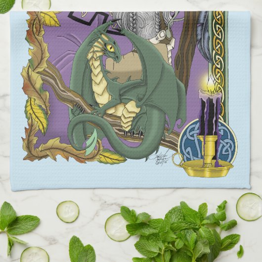 Wizard Dragon Fantasy Lila Geschirrtuch (Gefaltet)