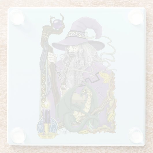 Wizard Dragon Fantasy Lila Glasuntersetzer (Rückseite)