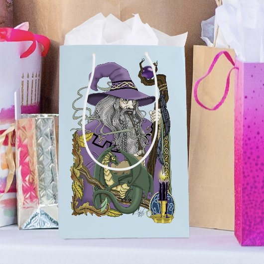 Wizard Dragon Fantasy Lila Mittlere Geschenktüte