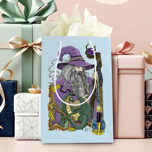 Wizard Dragon Fantasy Lila Mittlere Geschenktüte
