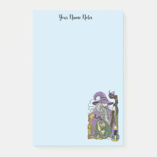 Wizard Dragon Fantasy Lila Post-it Klebezettel (Vorderseite)