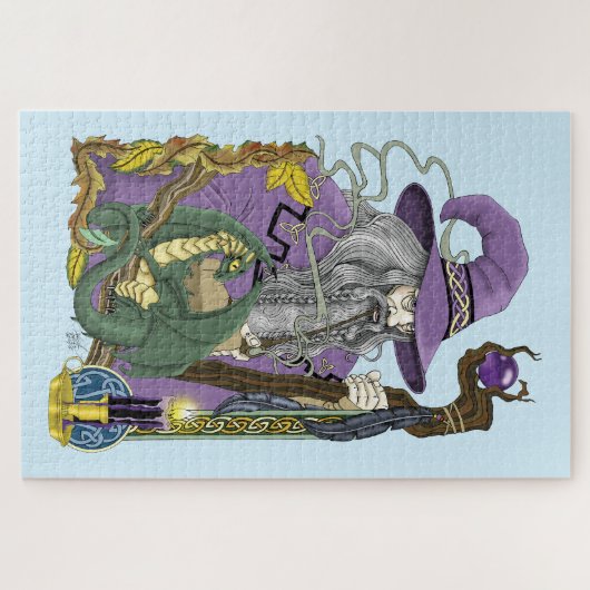 Wizard Dragon Fantasy Lila Puzzle (Horizontal)