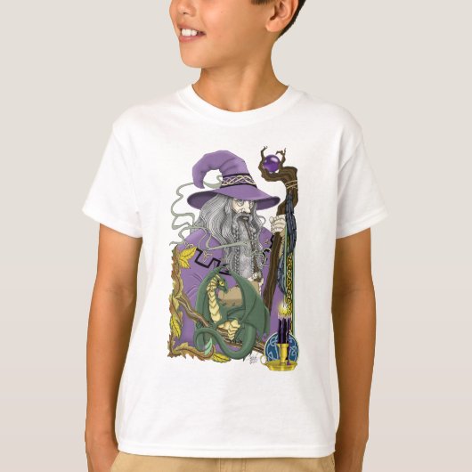 Wizard Dragon Fantasy Lila T-Shirt (Vorderseite)