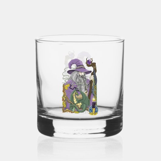 Wizard Dragon Fantasy Lila Whiskyglas (Rückseite)