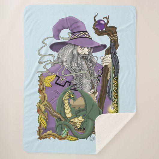 Wizard Dragon Lila Fantasy Sherpadecke (Vorderseite)