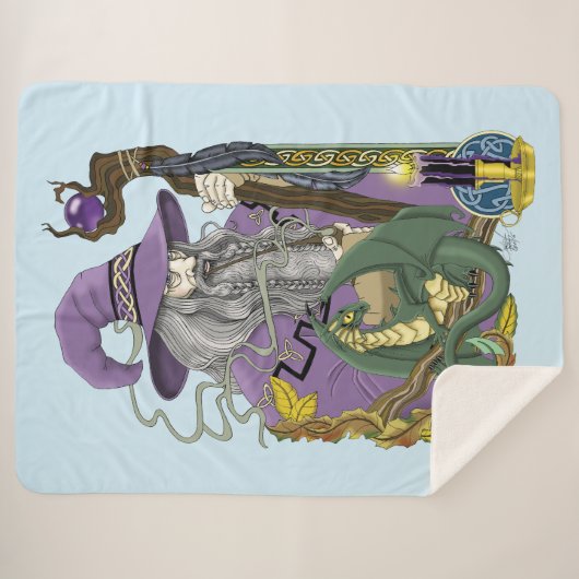 Wizard Dragon Lila Fantasy Sherpadecke (Vorderseite (Horizontal))