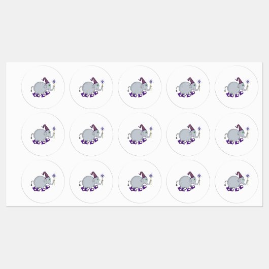 Wizard Elephant Etiketten (Blatt)