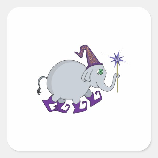Wizard Elephant Quadratischer Aufkleber (Vorderseite)