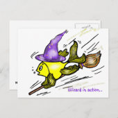 Wizard Fish - lustig niedlich zeichnend Postkarte (Vorne/Hinten)
