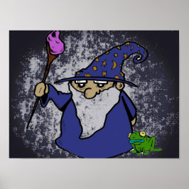 Wizard & Frog B&W Hintergrund Poster