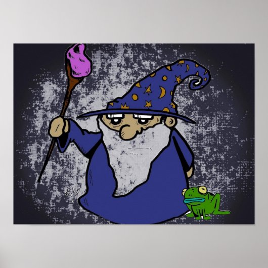 Wizard & Frog B&W Hintergrund Poster (Vorne)