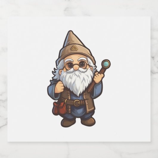 Wizard Gnome Schaumweinetikett (Einzelnes Label)