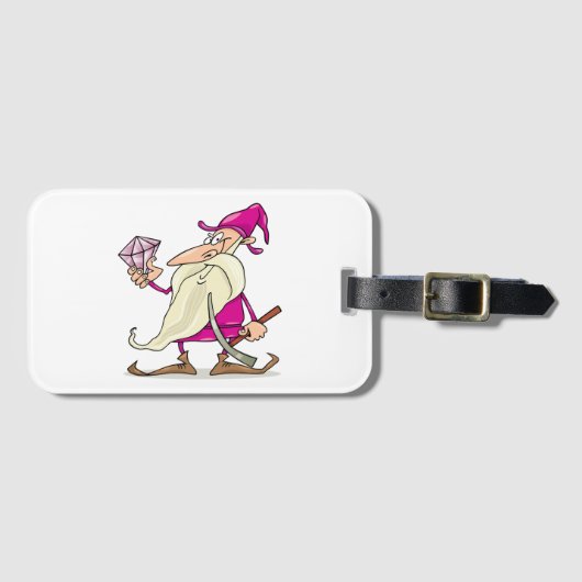 Wizard Gnome with Large Diamond Gemstone Gepäckanhänger (Vorderseite (Horizontal))