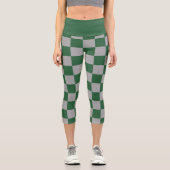 Wizard Green und Grau Checkered Capri Leggings (Vorderseite)