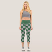 Wizard Green und Grau Checkered Capri Leggings (Vorderseite)