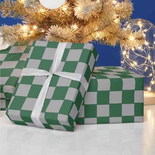 Wizard Green und Grau Checkered Geschenkpapier (Feiertage)