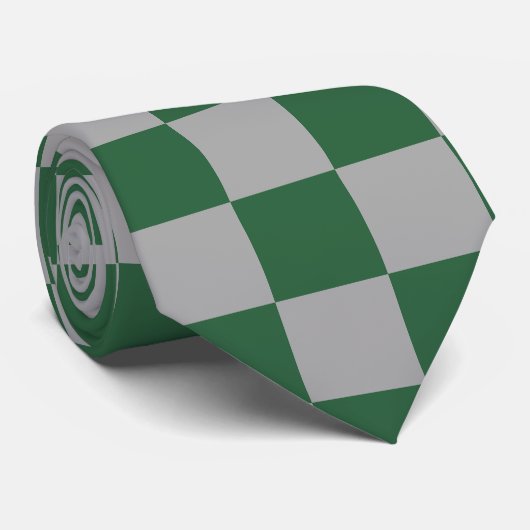 Wizard Green und Grau Checkered Krawatte (Gerollt)