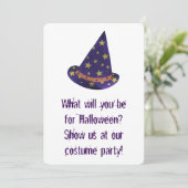 Wizard Hat Halloween Costume Party Einladungen (Stehend Vorderseite)