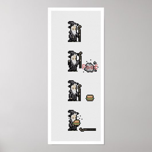 Wizard is hungrige Column Pixel Art Poster (Vorne)