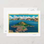 Wizard Island from Llao CliffCrater Lake, OR Postkarte (Vorne/Hinten)
