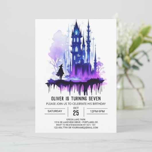 Wizard Kids Editable Birthday Einladung (Stehend Vorderseite)