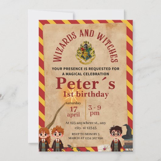 Wizard Magical Kids Birthday Party Invite Einladung (Vorderseite)