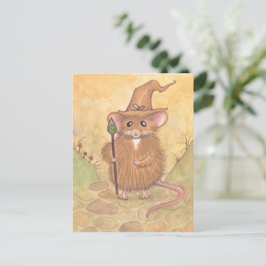 Wizard-Maus Postkarte (Stehend Vorderseite)