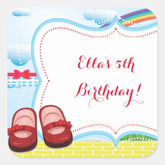 Wizard of Oz Birthday Stickers (Vorderseite)