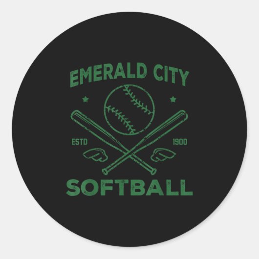 Wizard Of Oz Emerald City Softball Costume Hallowe Runder Aufkleber (Vorderseite)