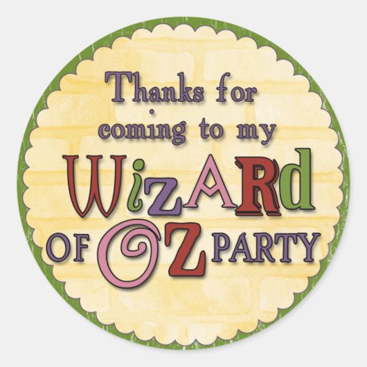 Wizard of Oz Party Vielen Dank, dass Sie Sticker (Vorderseite)