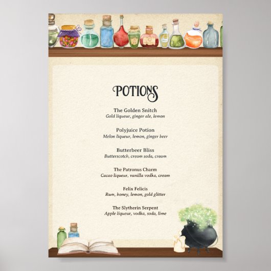 Wizard Party Cocktail Menu Card Poster (Vorne)