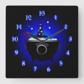 Wizard Posts Wall Clock Quadratische Wanduhr (Vorderseite)