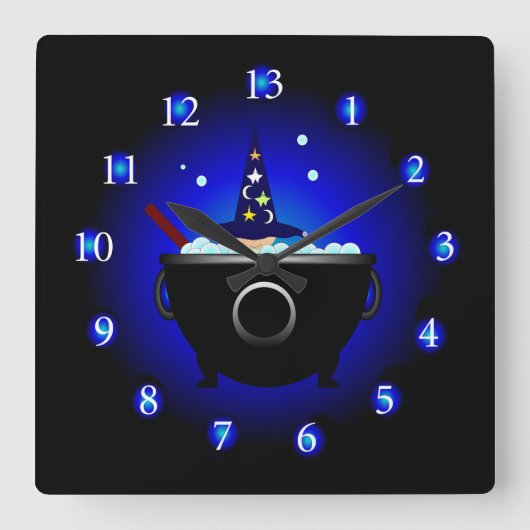 Wizard Posts Wall Clock Quadratische Wanduhr (Vorderseite)