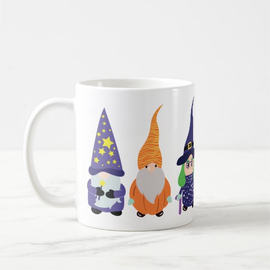 Wizard Pumpkin Witch Halloween Gnomes Kaffeetasse (Links)