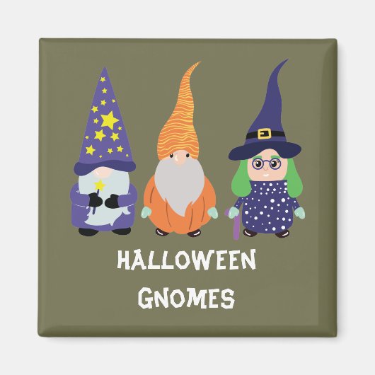 Wizard Pumpkin Witch Halloween Gnomes Magnet (Vorne)