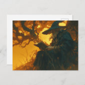Wizard Reading unter einer Tree-Postkarte Postkarte (Vorne/Hinten)
