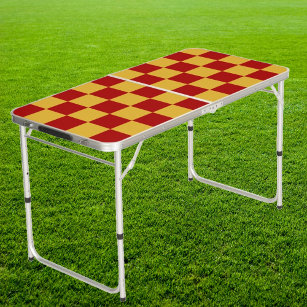Wizard Red und Gold Checkered Tailgate Beer Pong Tisch