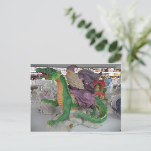 Wizard Riding Dragon Postkarte (Stehend Vorderseite)