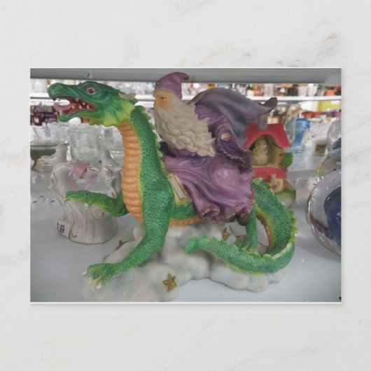 Wizard Riding Dragon Postkarte (Vorderseite)