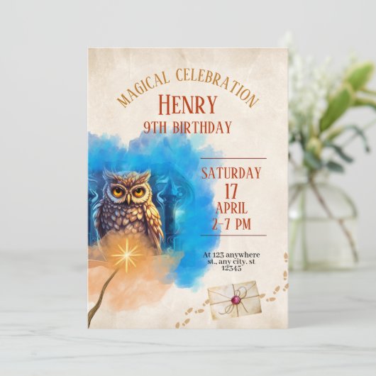Wizard School Themed Birthday Party Invitation Save The Date (Stehend Vorderseite)